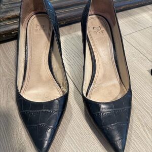 Marc Fisher Black Croc-Embossed Heels